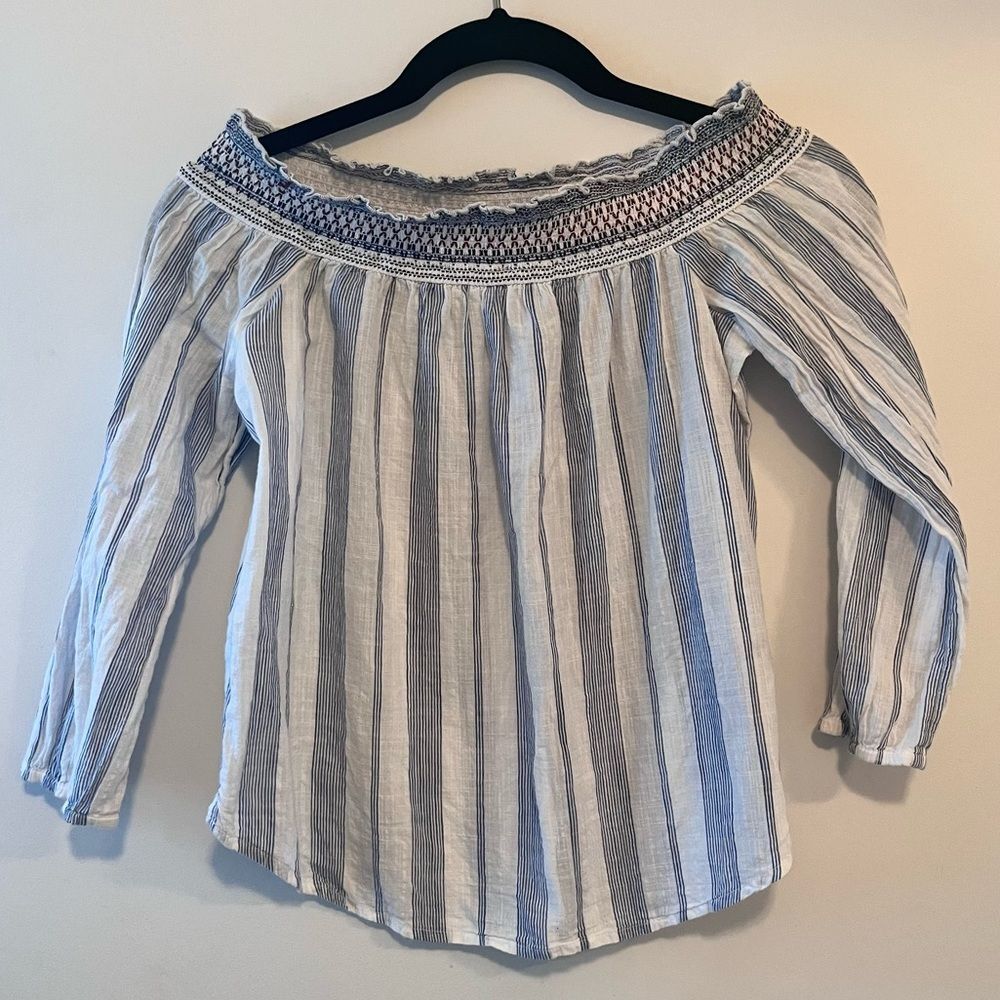 Abercrombie & Fitch Off The Shoulder Striped Top 100% Cotton